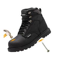 Chaussures Goodyear world en cuir noir lisse pour hommes, bottes de sécurité, de construction, résistantes, confortables, nouvelle collection