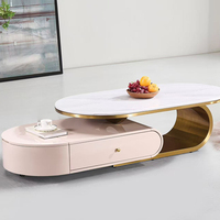 Mobilier de maison convertible en table basse rose de luxe léger simple créatif escamotable ovale de stockage pour le salon