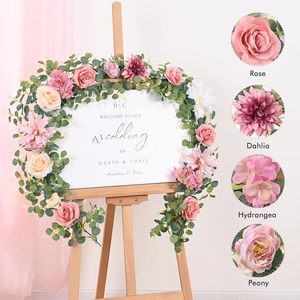 Guirlande de roses artificielles en soie, fleurs de mariage, décoration, rose champagne, bleu, série Fujijo Hana - Product Image 4