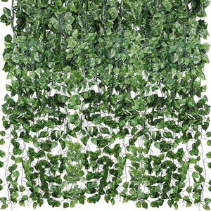 Feuilles de Pothos artificielles, lot de 12, guirlande de lierre vert pour la décoration de la maison, accessoires de photographie, 100cm-200cm, tissu en polyester plastique - Product Image 5