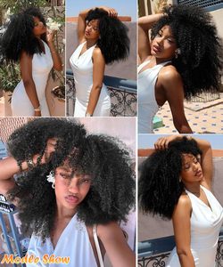 Perruque courte afro bouclée de 12 pouces, résistante à la chaleur, synthétique naturelle, noire, bouclée crépue, avec <span class=keywords><strong>frange</strong></span>, pour femme noire, perruque sans colle - Product Image 6