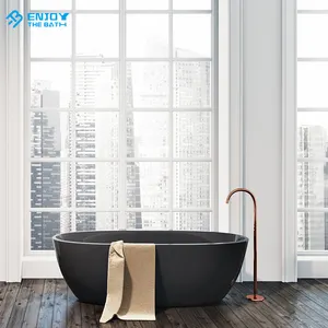 Italian Design Solid Surface Composite Stone Resin Freestanding Bathtub