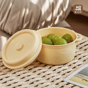 Lonchera redonda Mornr con tapa, contenedor de almacenamiento de alimentos apto para microondas, para acampar, picnics, excursiones de primavera, uso estudiantil - Product Image 1