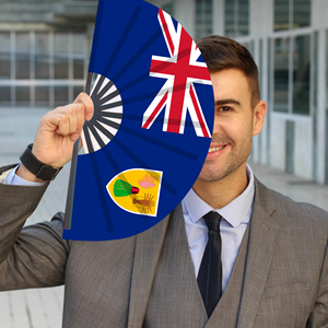 Abanicos Plegables de Bambú con la Bandera de las Islas Turquesas y Caicos, Abanico de Mano para Carnaval, Bodas, Festivales, Fiestas, Agencias de Viajes, Venta al Por Mayor - Product Image 3