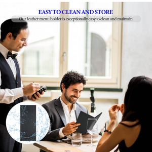 Soporte <span class=keywords><strong>de</strong></span> <span class=keywords><strong>menú</strong></span> <span class=keywords><strong>de</strong></span> lujo Paquete <span class=keywords><strong>de</strong></span> 3 cubiertas <span class=keywords><strong>de</strong></span> <span class=keywords><strong>menú</strong></span> <span class=keywords><strong>de</strong></span> café Panel único <span class=keywords><strong>de</strong></span> cuero con esquinas en ángulo para restaurante Bar - Product Image 5