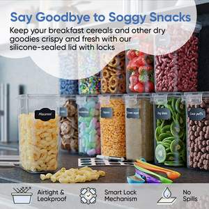 Set <span class=keywords><strong>di</strong></span> 12 Contenitori Ermetici Riutilizzabili in Plastica Senza BPA per Alimenti (2L Ciascuno) Organizzazione Dispensa <span class=keywords><strong>Cucina</strong></span> - Product Image 3