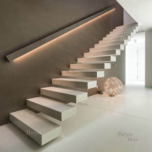 Escalera Flotante de Mármol Grueso de Diseño Minimalista, Escalera Flotante de Mármol <span class=keywords><strong>Blanco</strong></span> Personalizada - Product Image 3