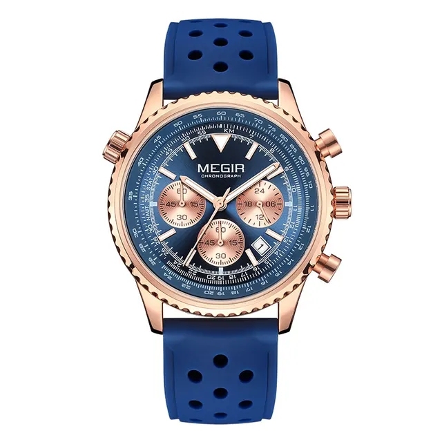 Megir 2236 Men's Fashion Brand Quartz Silicone Sports Watch Waterproof Calendar Business Chronograph Clock Wrist Watches for Man