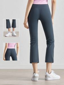 Logo personnalisé femmes taille haute sport <span class=keywords><strong>mi</strong></span>-longueur Fitness pantacourt taille élastique hanche levage petite <span class=keywords><strong>trompette</strong></span> serré - Product Image 2