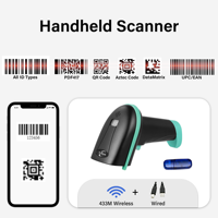 Escáner de Código de Barras Industrial Inalámbrico de Largo Alcance 433M, CMOS CIS USB, Lector de Códigos 1D y 2D, Portátil, para Almacén