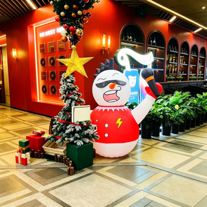 Bonhomme <span class=keywords><strong>de</strong></span> neige gonflable <span class=keywords><strong>de</strong></span> Noël durable et imperméable en Oxford <span class=keywords><strong>de</strong></span> 2 m, chantant des chansons, décorations <span class=keywords><strong>de</strong></span> Noël gonflables réutilisables pour l'extérieur - Product Image 1