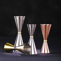 Jigger de bar en acier inoxydable 304 à double paroi, style japonais classique, fin, durable et réutilisable, 1/2 oz (30/45 ml) et 25/50 ml