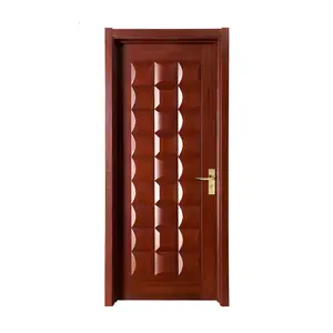 Diseños de puerta principal de madera de teca natural plana y puerta de habitación de madera