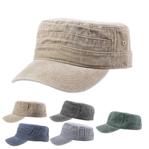 Casquettes décontractées pour hommes, casquettes plates effet vieilli, casquettes en jean 100% coton, casquettes de baseball en toile lavée, vente en gros OEM - Product Image 1