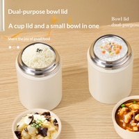 Nouvelle boîte alimentaire isotherme en acier inoxydable imprimée, pot alimentaire portable, thermos, boîte à déjeuner, boîte à soupe avec poignée, couvercle et cuillère