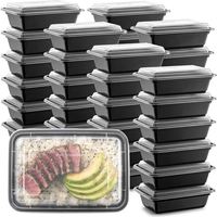 Boîtes repas micro-ondables noires, 1 compartiment, sans BPA, nouvelle génération, pour préparation de repas, bento, 38 oz, fournisseur de boîtes alimentaires en PP