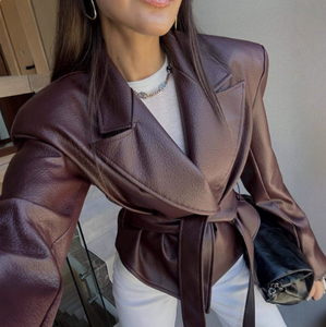 <span class=keywords><strong>Chaqueta</strong></span> de Motociclista de Manga Larga con Cinturón, Estilo Casual de Otoño, Nueva Moda de Bliberry - Product Image 1
