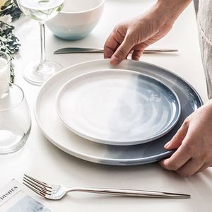 Minimalist Plain Alps Gradient Color Ceramic Bowl Plate Service for 4 Dinnerware <b>Set</b> - Product Image 3