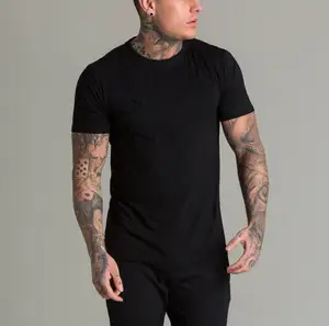 Fabrik benutzer definierte Logo Muscle Fit T-Shirt schwarz Rundhals ausschnitt kurze Ärmel leer T-Shirt für Herren