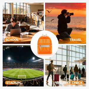 Túi đi học không thấm nước unisex mùa hè trong suốt PVC rõ ràng phụ nữ ba lô LED ánh sáng Ba lô - Product Image 5