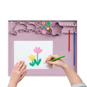 OEM Factory 43x35cm Eco-Friendly <b>Silicone</b> Dolphin Kids Palette Brush Washer Acrylic Watercolor Paint Mixing Tray Non-Slip - Product Image 3
