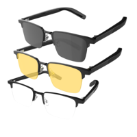 Lunettes de traduction intelligentes demi-monture à haute intelligence avec lentilles détachables magnétiques Appels mains libres Musique Assistant intelligent