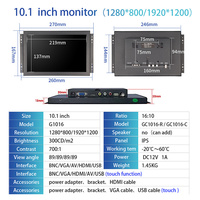 Monitor bingkai terbuka 10.1 inci, layar sentuh kapasitif 1280*800/1920*1200 dengan HD-MI VGA BNC AV USB