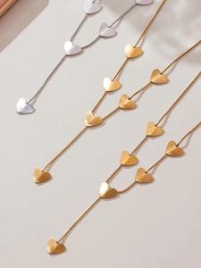 Collier à chaîne en forme de cœur en acier inoxydable en forme de Y de style européen américain Colliers à pendentifs géométriques élégants à la mode - Product Image 4