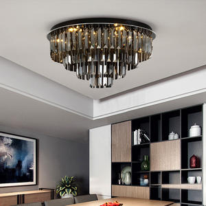 New Arrival Zeal Lighting Crystal Chandelier Flush Mount Modern Black <b>Gold</b> K9 Crystal Led Round Ceiling Light - Product Image 3