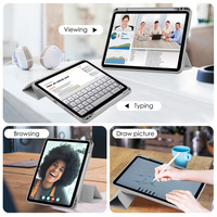 Étui de tablette en cuir PU antichoc et acrylique PC pour iPad Pro 11 M4/M5, étui de tablette rotatif multi-angles avec support pour stylet