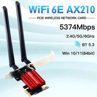 Adaptateur WiFi 6E Tri-bande 2,4 GHz/5 GHz/6 GHz 5374 Mbps pour PC Linux 802.11 Ax PCIE AX210 Adaptateur Réseau WiFi