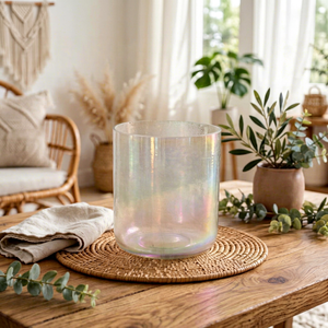 Photophore en verre irisé avec couvercle, résistant à la chaleur, fait main, pour la décoration de Noël, de la maison et de mariage - Product Image 1