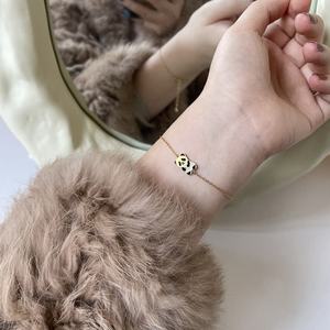 Colorful Oil Droplet Panda Gold-Plated Stainless Steel Diamond <b>Pearl</b> Agate Cute Cartoon Friend's Birthday Gift Charm <b>Silver</b> Gold - Product Image 4