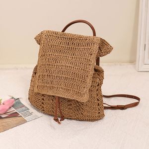 New Arrival Ladies Handwoven Seaside Summer Beach Bag Leisure <b>Drawstring</b> Women's Travel Straw <b>Backpack</b> - Product Image 2