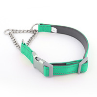 Collier d'entraînement pour animaux de compagnie, moderne, de luxe, en gros, faible MOQ, en chaîne P, durable, doux, respirant, couleur unie, anti-traction, robuste et réglable
