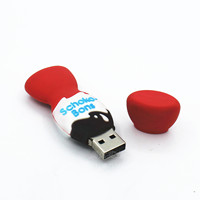 Flash drive kartun usb 32gb, flash drive bahan pvc buatan kustom bentuk coklat disk memori usb