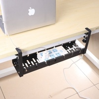 Pince de gestion de câbles sous bureau moderne en acier au carbone, extensible et rétractable, sans perçage, pour multiprises et câbles, 22 pouces