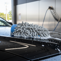 Gant de lavage de voiture en microfibre chenille premium, anti-rayures, en polyester, super absorbant, doux, pour le séchage, en orange, pour l'entretien automobile