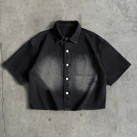 Fabricant OEM, t-shirts personnalisés pour hommes, streetwear, chemises en denim délavé, chemises boutonnées vintage de haute qualité
