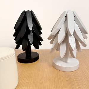 Sous-plats en bois pour plats chauds, ensemble <span class=keywords><strong>de</strong></span> sous-plats en forme d'arbre, 4 sous-plats en noyer + 1 support <span class=keywords><strong>de</strong></span> rangement, sous-<span class=keywords><strong>plat</strong></span> <span class=keywords><strong>de</strong></span> cuisine pliable en bois - Product Image 5