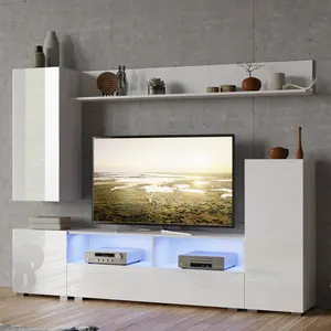 Design simple flottant 75 'meuble tv meuble mural blanc moderne avec système de son meubles de salon