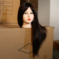 Mannequin de tête de poupée factice de cheveux humains longs et droits pour la formation à la modélisation de tressage