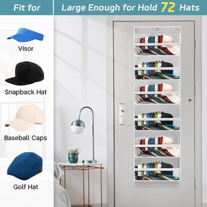 Clear Over the Door <b>Hat</b> Rack PVC Organizer for Baseball Caps Wall Mount Storage <b>Holder</b> White - Product Image 4