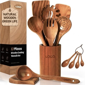 Cucharas <span class=keywords><strong>de</strong></span> Madera para Cocinar, Juego <span class=keywords><strong>de</strong></span> Utensilios <span class=keywords><strong>de</strong></span> <span class=keywords><strong>Cocina</strong></span> Antiadherentes con Cucharas Medidoras, Juego <span class=keywords><strong>de</strong></span> Espátulas <span class=keywords><strong>de</strong></span> Madera con Agarre Cómodo - Product Image 1