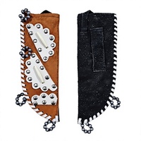 Étui à couteau artisanal perlé style tribal marron noir en cuir suédé véritable de qualité supérieure, pochette de survie extérieure de 2L en métal