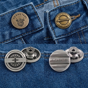 Bottoni Personalizzati in Metallo con Logo, Lega di Zinco, Ottone Dorato 12mm-20mm, Rivetti per Giacche e Pantaloni, Bottoni per Jeans Senza Nichel - Product Image 1