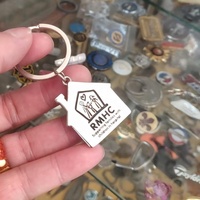 Porte-clés en métal en forme de maison, vente en gros, porte-clés souvenir personnalisé en alliage de zinc pour événement caritatif, organisation à but non lucratif, cadeau de club