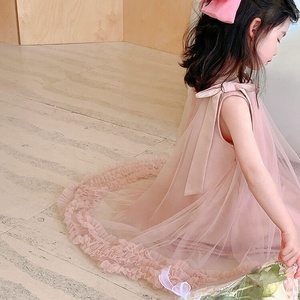 Robe de princesse pour filles, sans manches, en <span class=keywords><strong>maille</strong></span>, avec nœud décoratif, pour les sorties estivales quotidiennes - Product Image 2