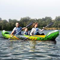 Kayak gonflable pour 2 personnes avec auvent pare-soleil, canoë adulte pour activités de plein air, rafting, pêche, avec pagaies et pompe à air