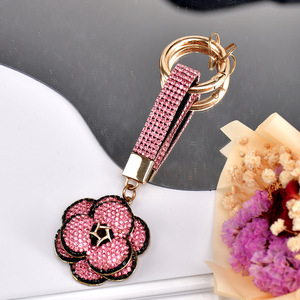 Porte-clés Camélia pour Femme, Breloque Fleur en Strass Scintillant, Charm de Sac, Cadeau Élégant pour Femme, Llavero <span class=keywords><strong>Camelia</strong></span> - Product Image 4